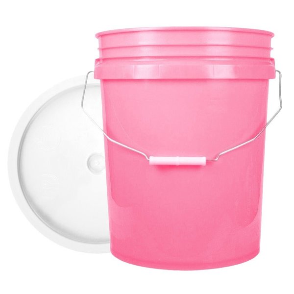 World Enterprises Bucket, 12 in H, Pink and White 5PNK,345WHT